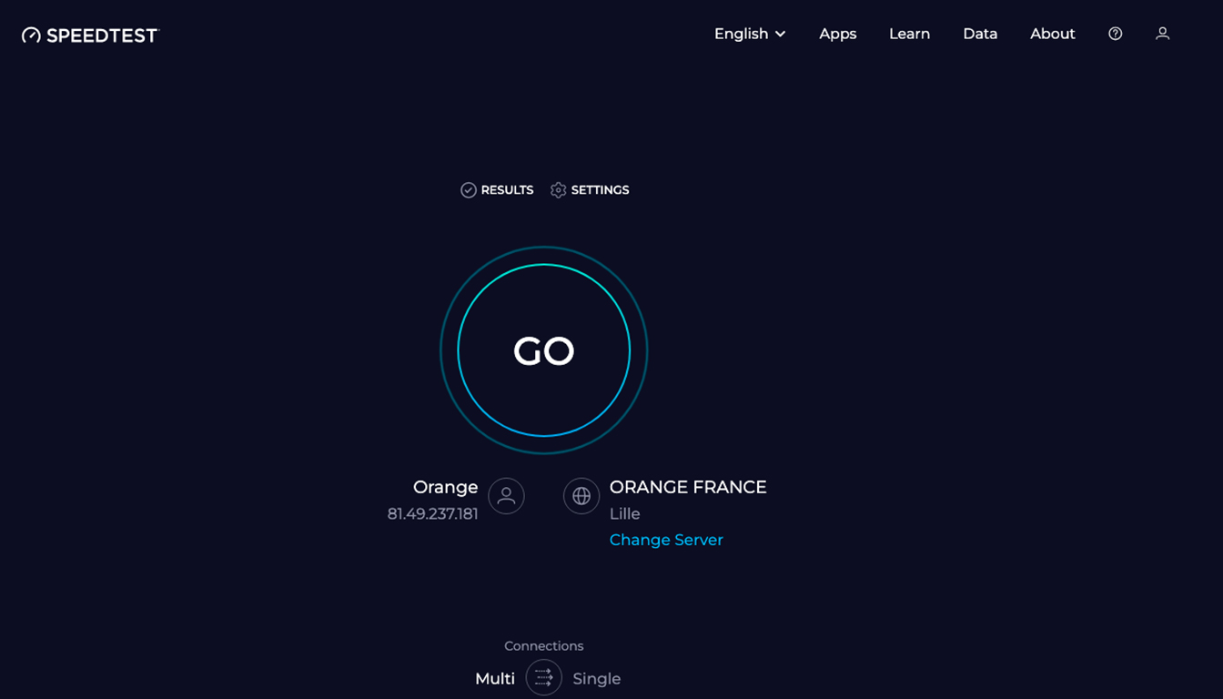 Capture d'écran du site speedtest.net